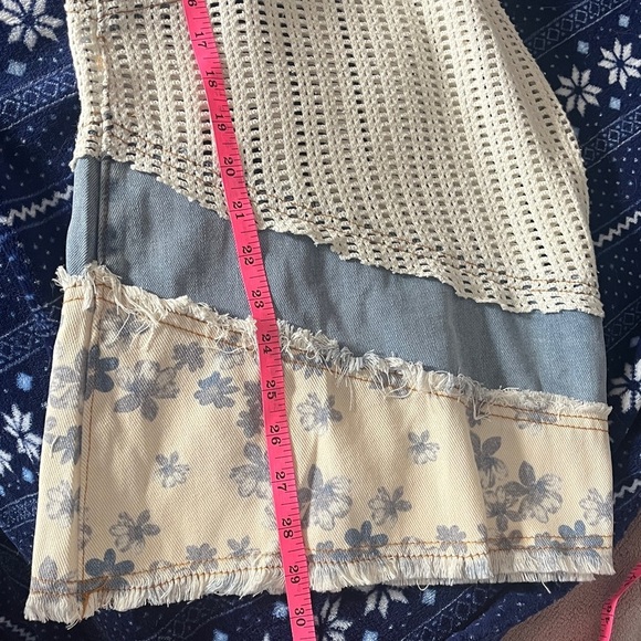 POL Blue and Cream Patchwork Wide Leg Jeans - Picture 11 of 11